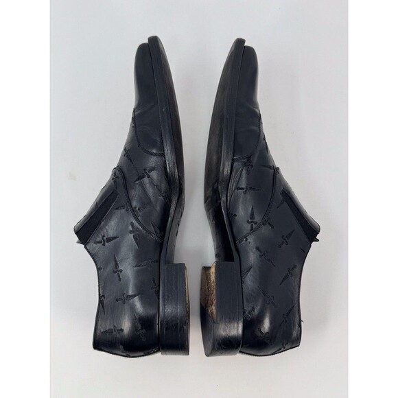Cesare Paciotti Men Shoes Black Leather Tooled Dagger Square Buckle Slip On US 7 main image 10